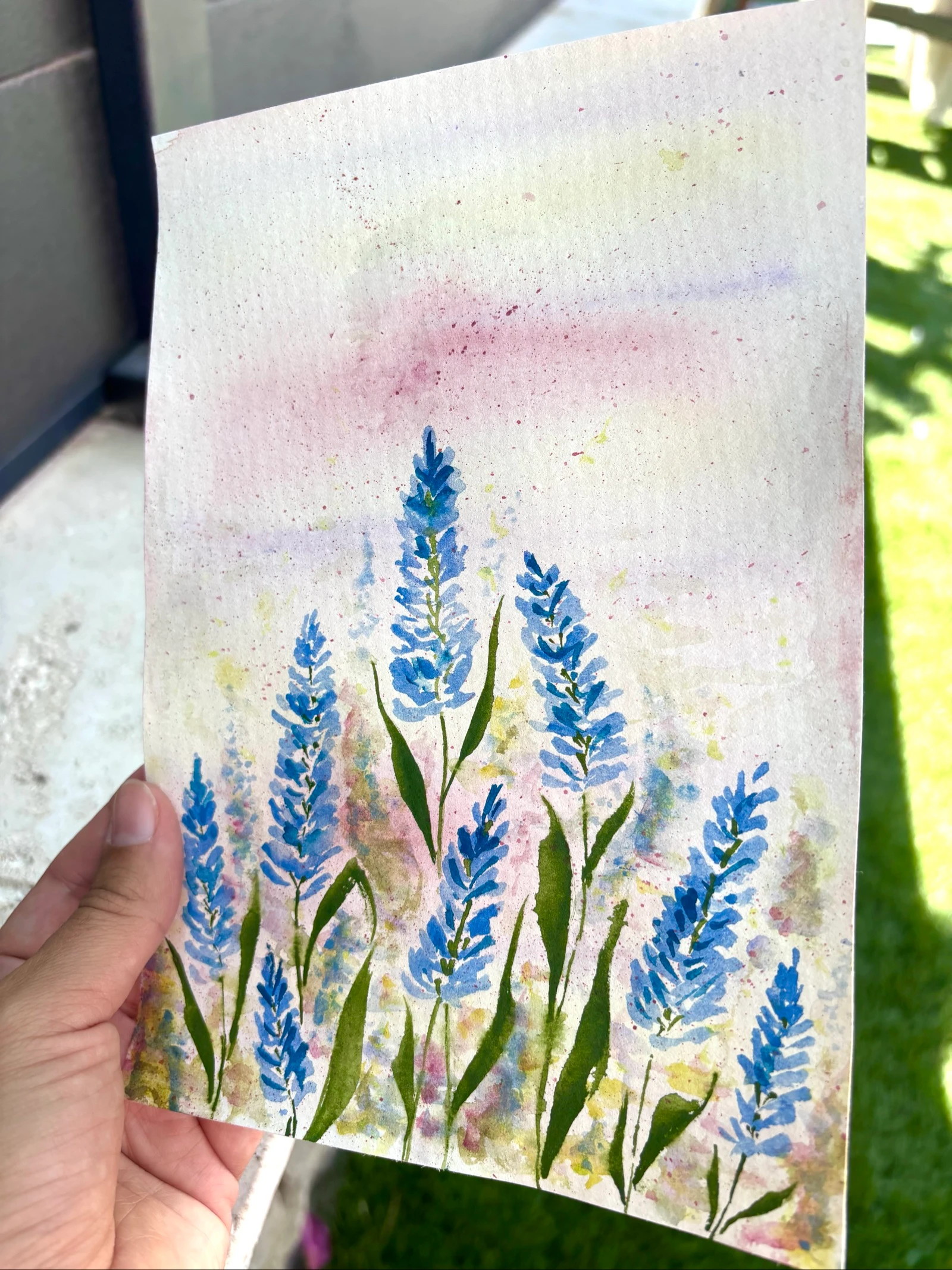Watercolor painting of lavender fields – photo 2